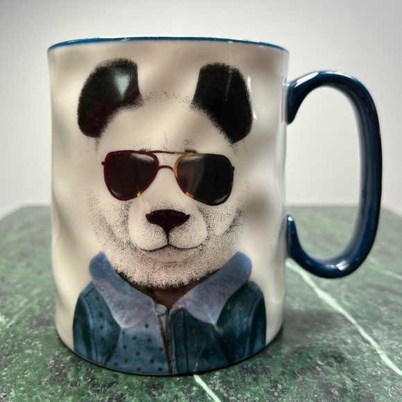 Signature Hipster Animal Panda with Glasses Stoneware Coffee Mug-14 oz. - Picture 2 of 5
